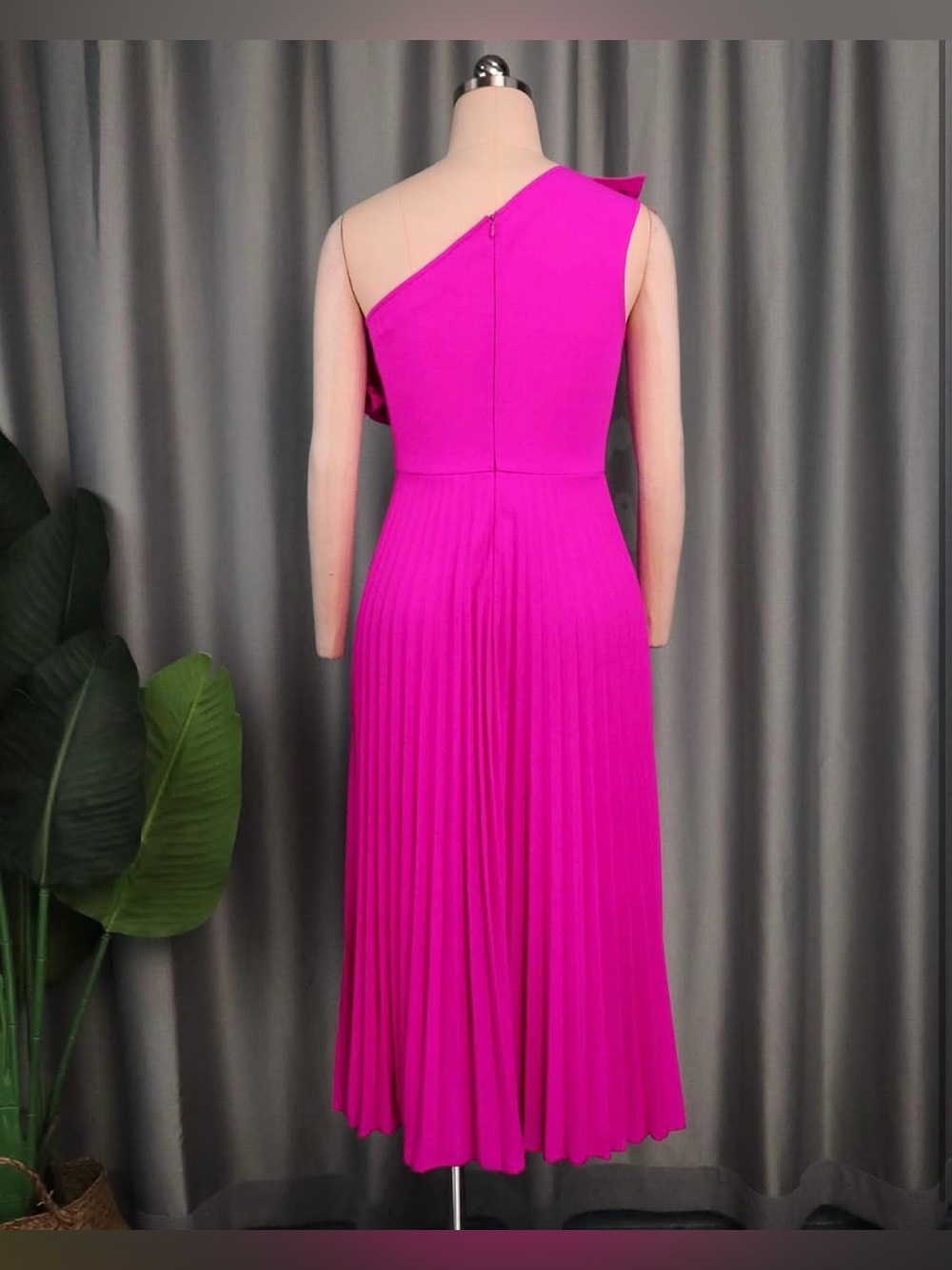 New with tags AOMEI Women's Rose One Shoulder Ruffles Sleeveless Midi Dress - Picture 2 of 8